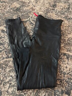 SPANX Black Faux Leather High-Waist Leggings